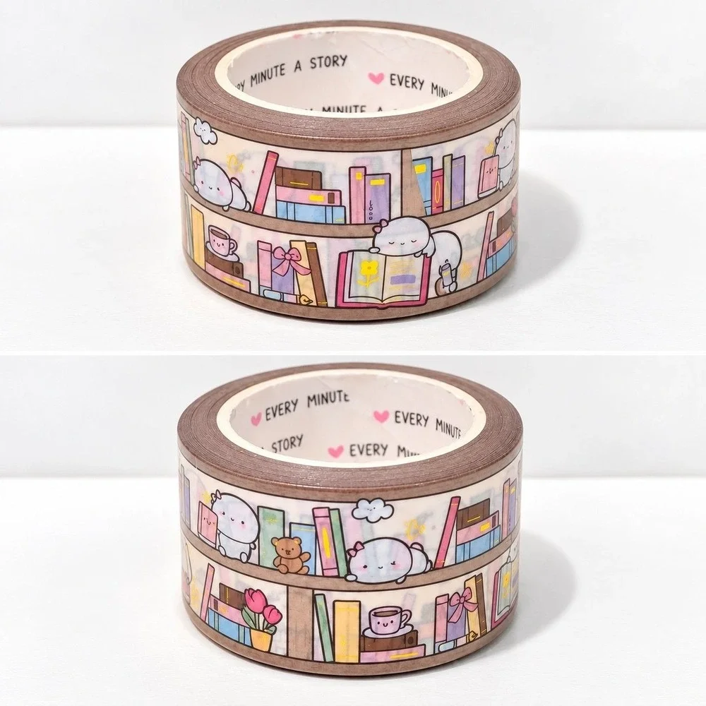 New EMAS Beanie's Bookshelf Wide Washi Every Minute a Story Books Stationery